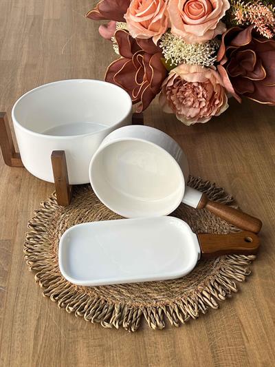 Woody Porselen Sunum Seti 3 Parça 