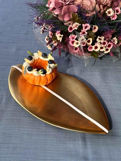 Yaprak Gold Servis Sunum Tabak