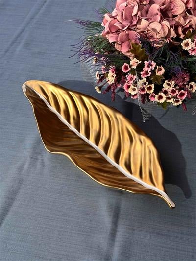 Yaprak Gold Servis Sunum Tabak 45x16cm
