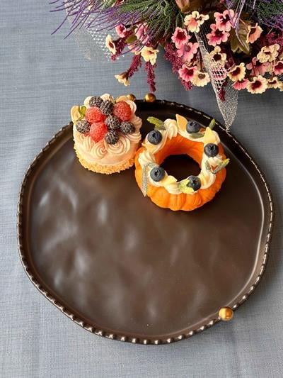 Yuvarlak Servis Sunum Tabak Siyah