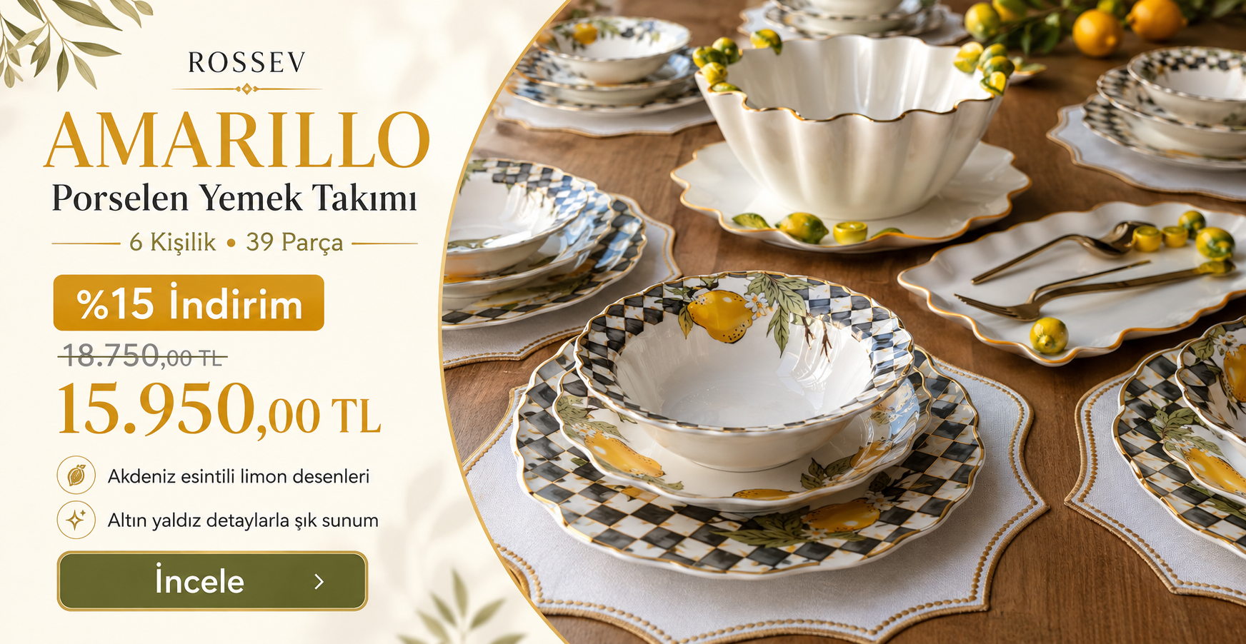 Amarillo Yemek Takımı
