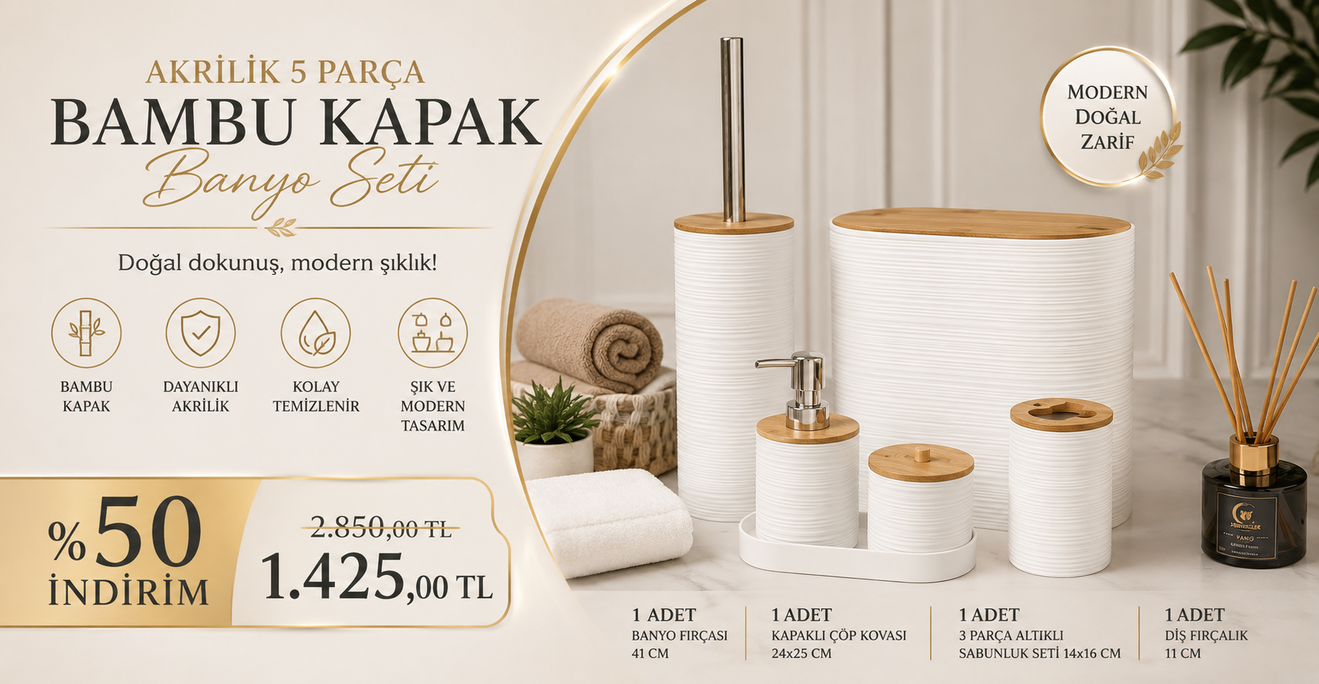 Bambu Kapak Banyo Seti