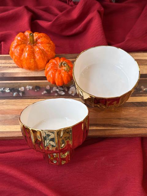 Mıkasa Moor Beyaz Gold Ayaklı Kase 2'Li