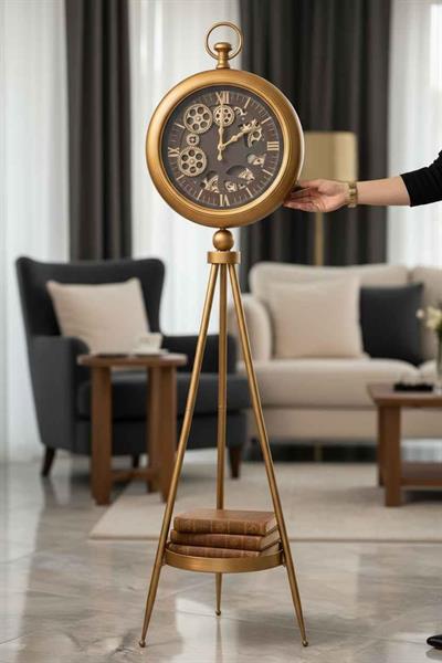 Heritage Gold Çarklı Tripod Ayaklı Dekoratif Saat