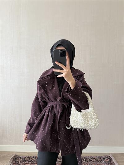  Taşlı Ceket - Bordo