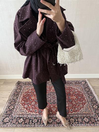  Taşlı Ceket - Bordo