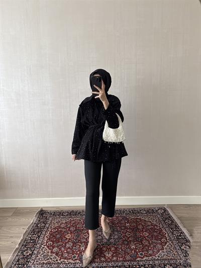  Taşlı Ceket - Siyah