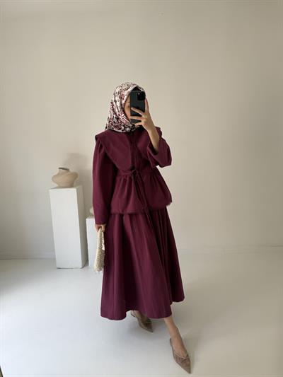 Brode Nakışlı Takım - Bordo