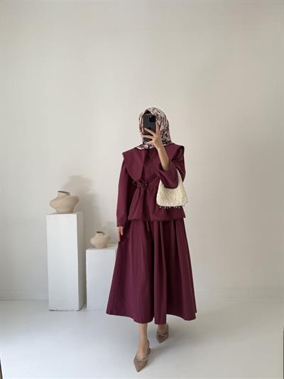 Brode Nakışlı Takım - Bordo