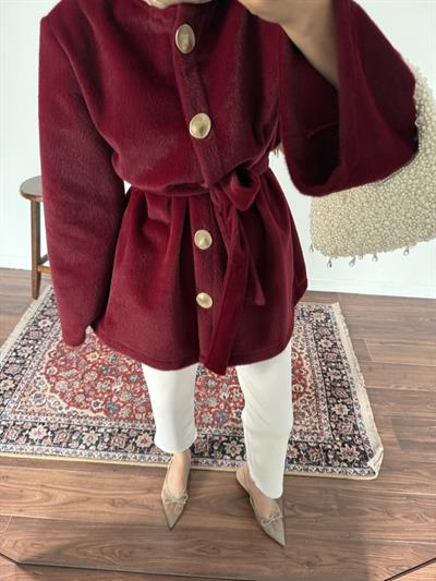 Düğmeli Goldfox Kaban - Bordo