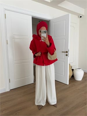 Gabardin Tucha Kap - Kırmızı