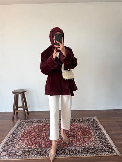 Goldfox Kürklü Kaban - Bordo