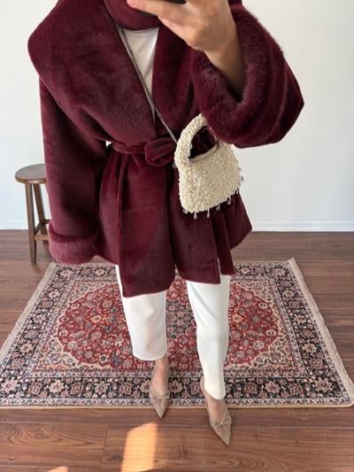 Goldfox Kürklü Kaban - Bordo