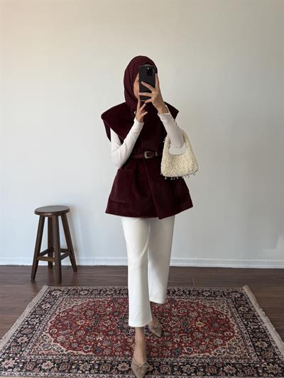 Goldfox Kemerli Yelek - Bordo