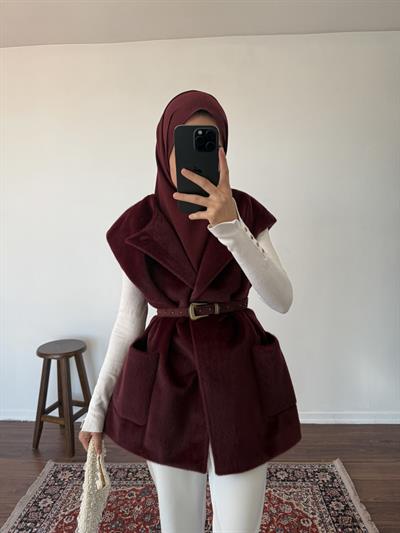 Goldfox Kemerli Yelek - Bordo