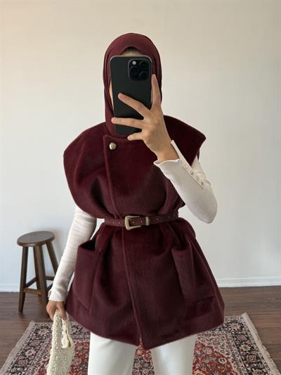 Goldfox Kemerli Yelek - Bordo