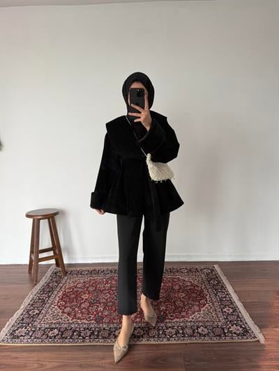 Goldfox Kürklü Kaban - Siyah