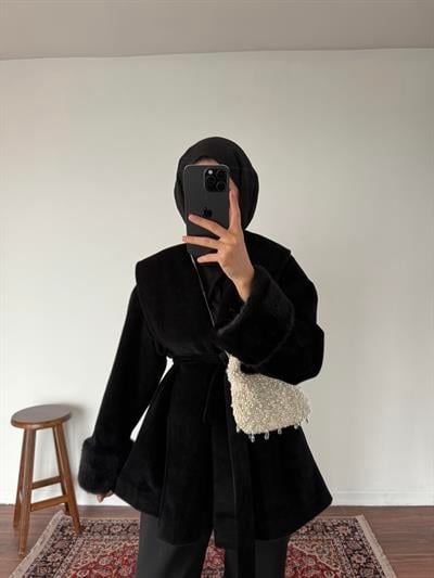 Goldfox Kürklü Kaban - Siyah