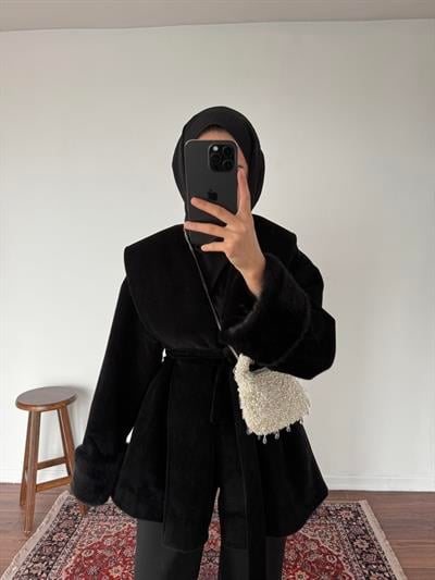 Goldfox Kürklü Kaban - Siyah