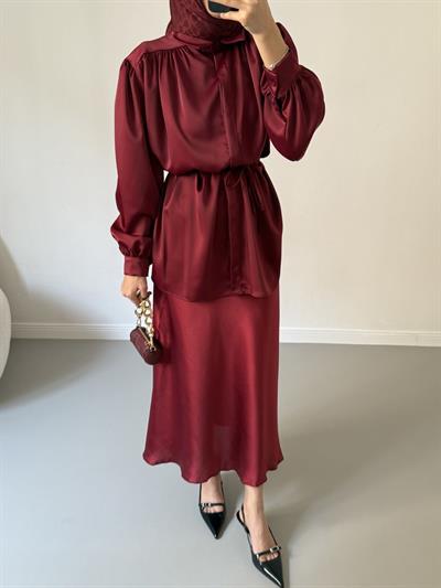 İpeksi Saten Takım - Bordo