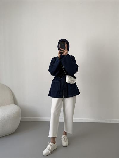 Kot Kimono Ceket - Koyu Kot