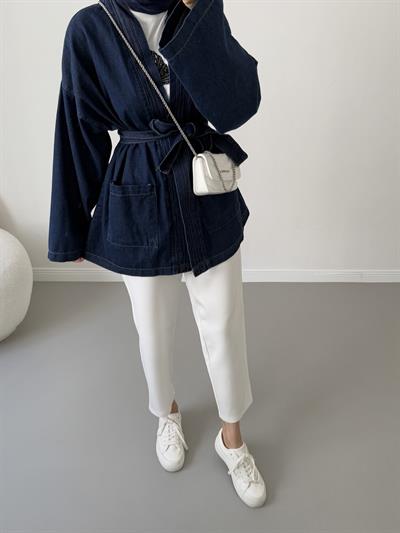 Kot Kimono Ceket - Koyu Kot
