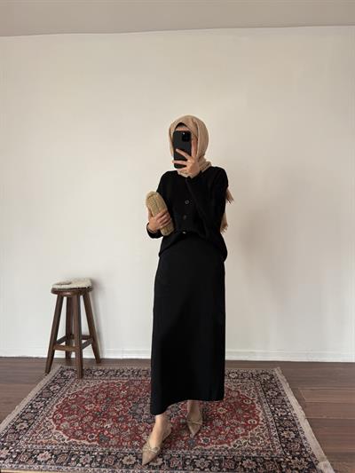 Merserize Triko Takım - Siyah