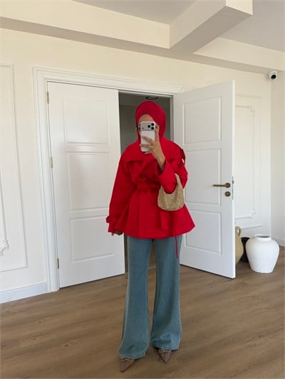 Mng Premium Trençkot - Kırmızı