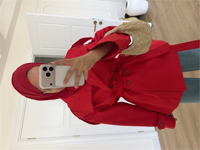 Mng Premium Trençkot - Kırmızı