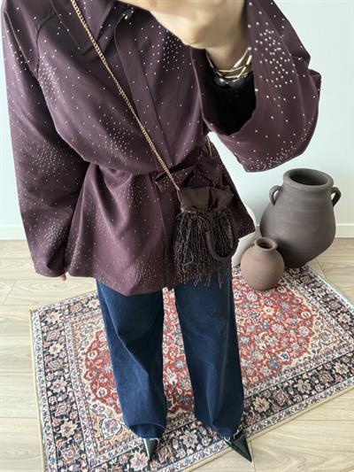 Pera Taşlı Ceket - Bordo