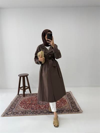 Premium Kalite Trençkot - Kahve