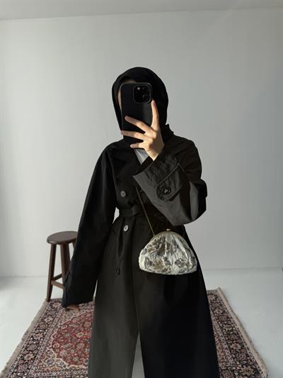 Premium Kalite Trençkot - Siyah