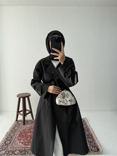 Premium Kalite Trençkot - Siyah