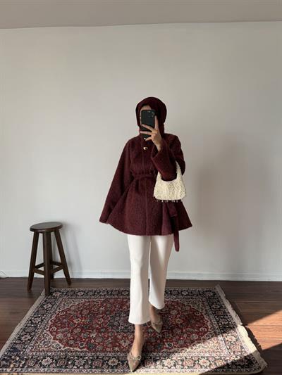 Premium Kaşe Kaban - Bordo 