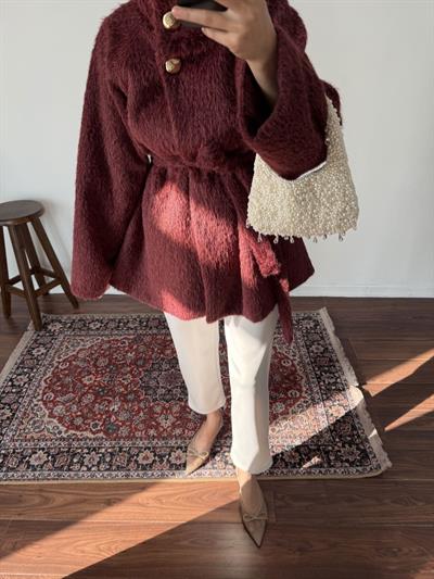 Premium Kaşe Kaban - Bordo 
