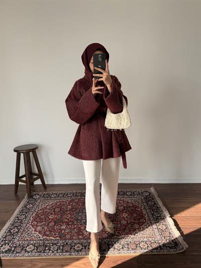 Premium Kaşe Kaban - Bordo 