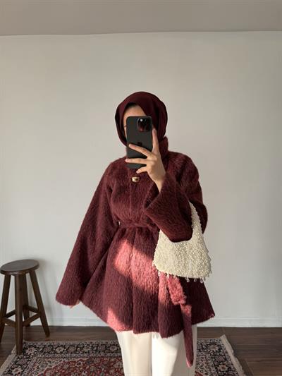 Premium Kaşe Kaban - Bordo 