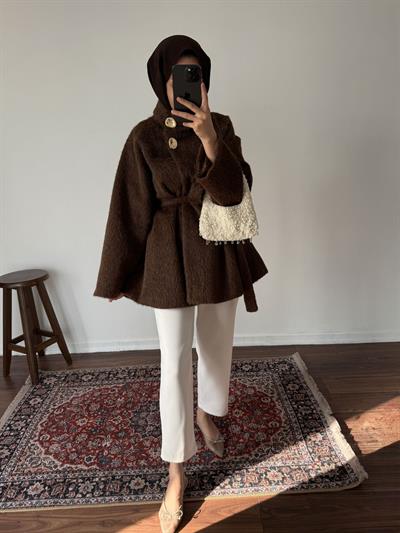 Premium Kaşe Kaban - Kahve 