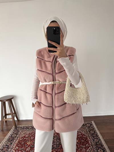 Premium Kürk Yelek - Pembe