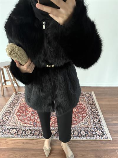 Premium Kürkü Kaban - Siyah