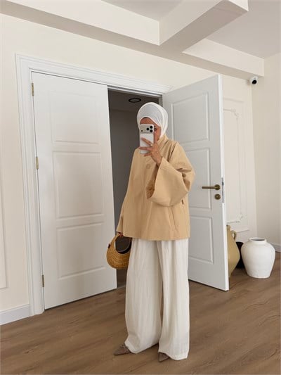 Premium Taş Kemerli Trençkot - Camel