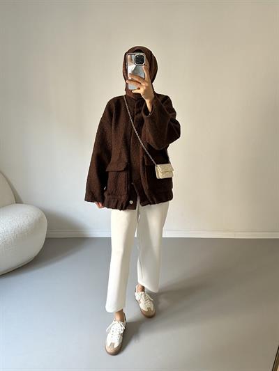 Premium Teddy Ceket - Kahve