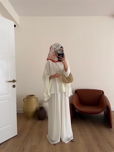 Selay Şifon Takım - Ekru