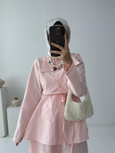 Sera Keten Etekli Takım - Pembe