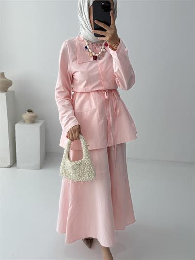 Sera Keten Etekli Takım - Pembe