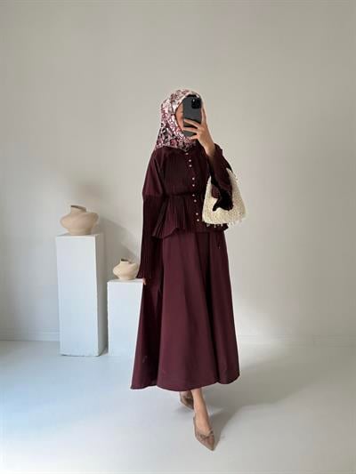 Tasarım Piliseli Takım - Bordo