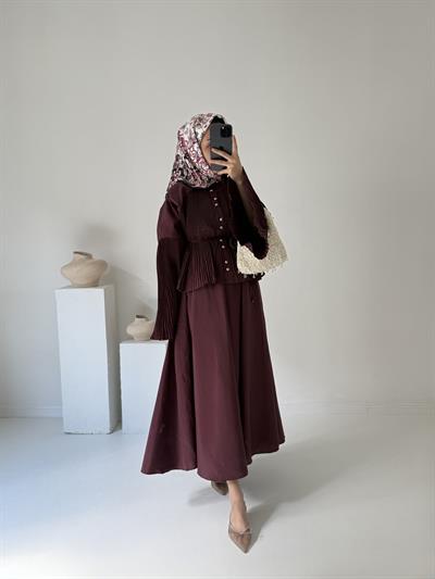Tasarım Piliseli Takım - Bordo