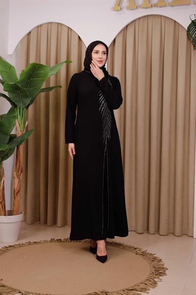 00100 CODE LEAF PATTERN EVENING DRESS WITH STONES