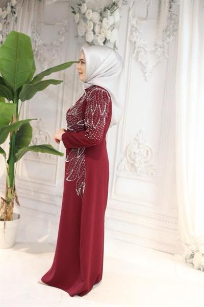 0049 فستان صخري بتفاصيل أوراق الشجر 0049