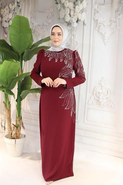 0049 فستان صخري بتفاصيل أوراق الشجر 0049